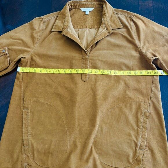 Garnet Hill Feather Wale Corduroy Tunic Top Popover Brown Sz M Soft Cotton - Picture 7 of 7